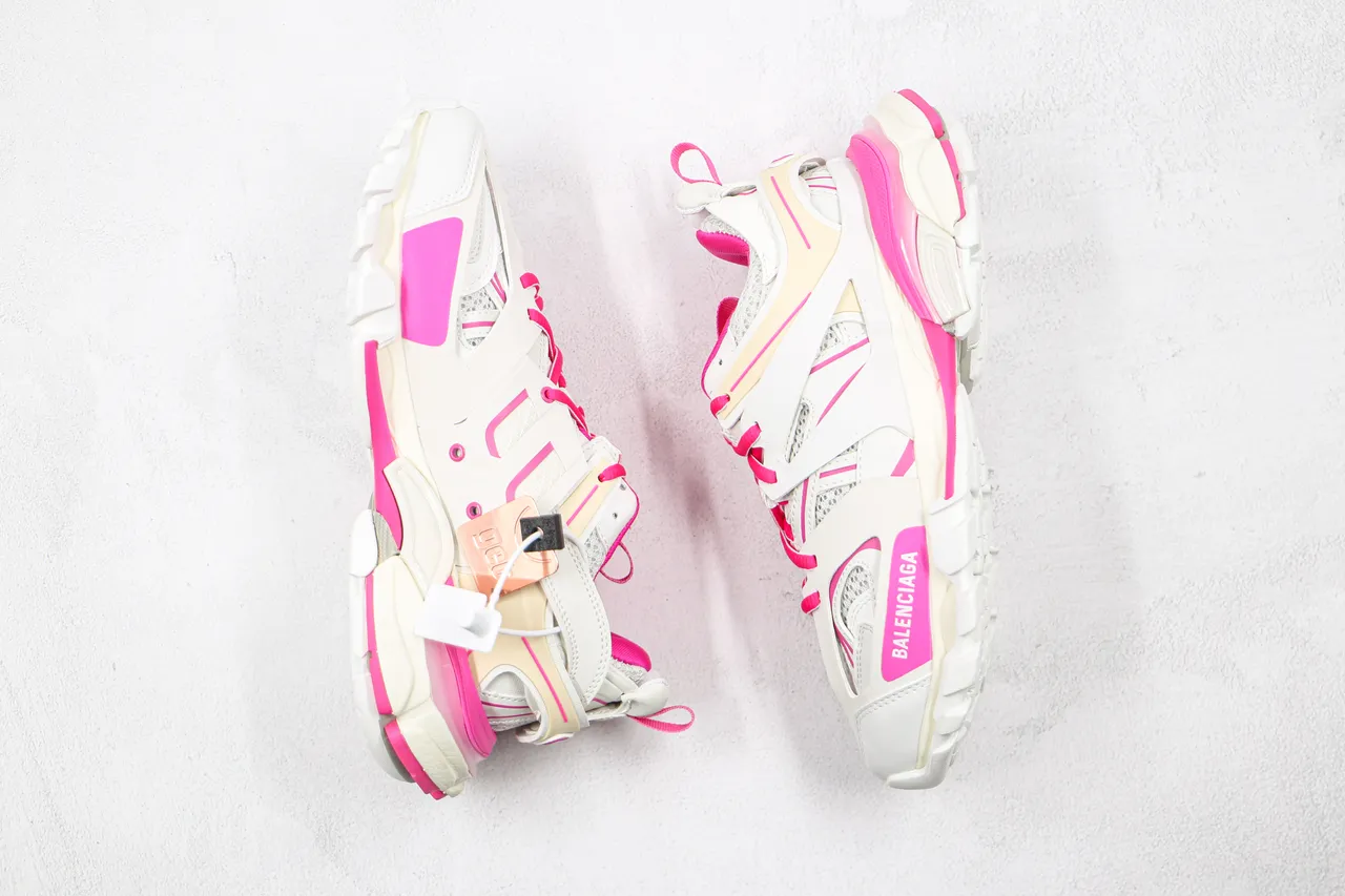 Balenciaga Track Trainer White and Pink Chunky Sneakers 9