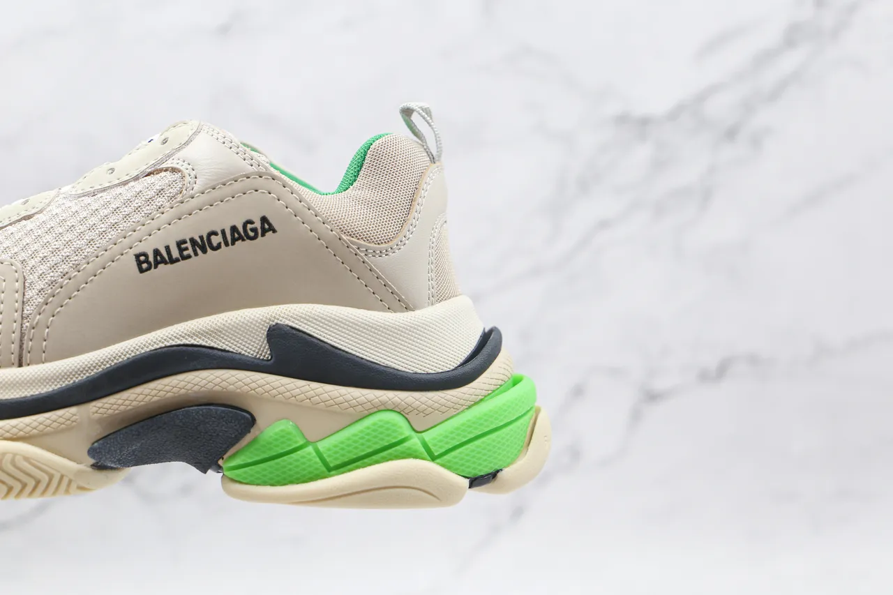 Balenciaga Triple S Beige Green Chunky Sneakers 4