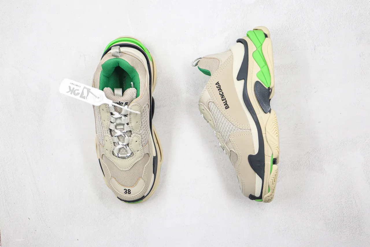 Balenciaga Triple S Beige Green Chunky Sneakers 8
