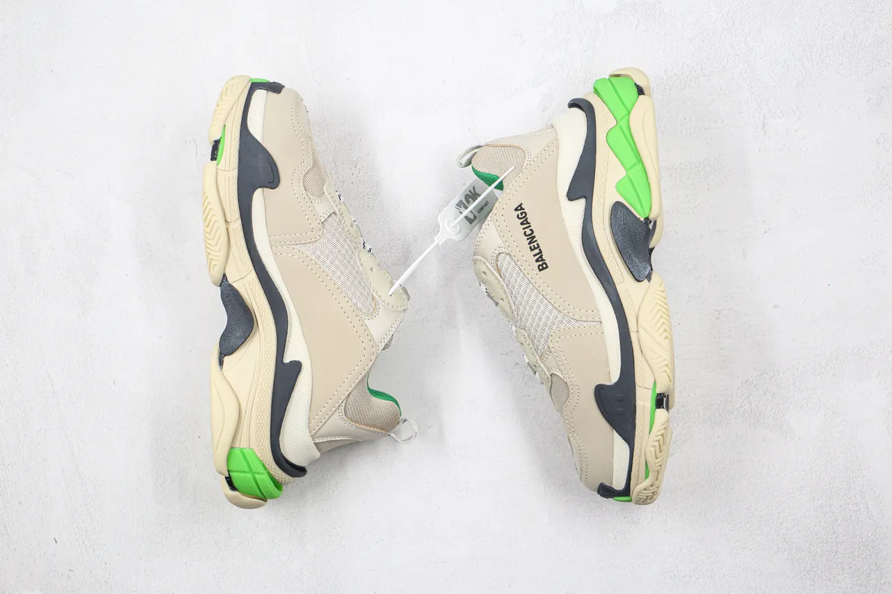 Balenciaga Triple S Beige Green Chunky Sneakers 9