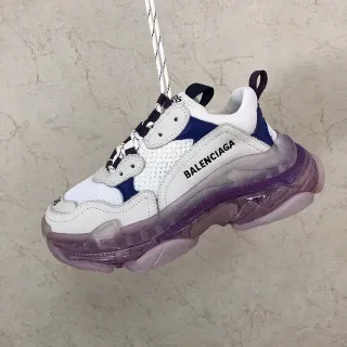 Balenciaga Triple S Runner White Navy Translucent Purple Chunky Sneakers