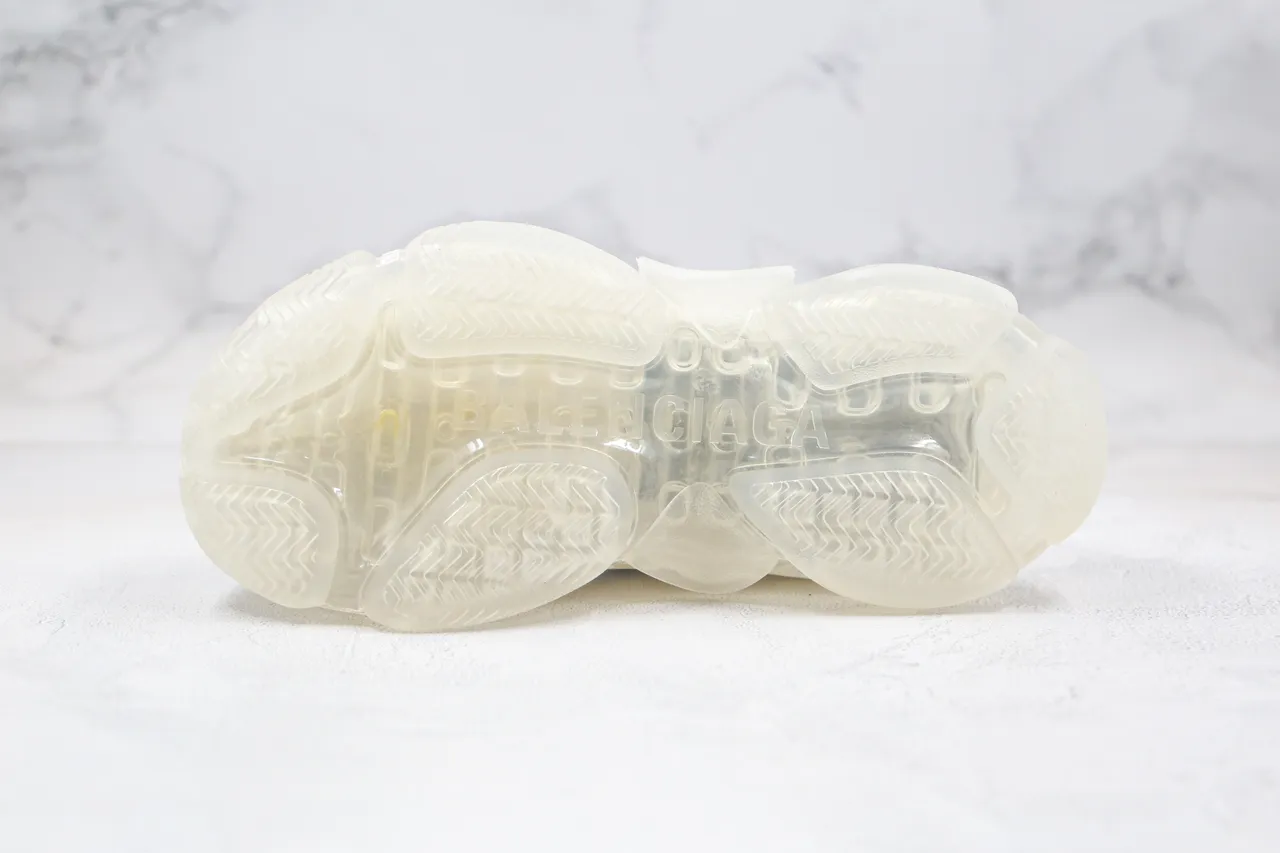 Balenciaga Triple S أبيض مطبوع اللوجو كاجوال سميك 9