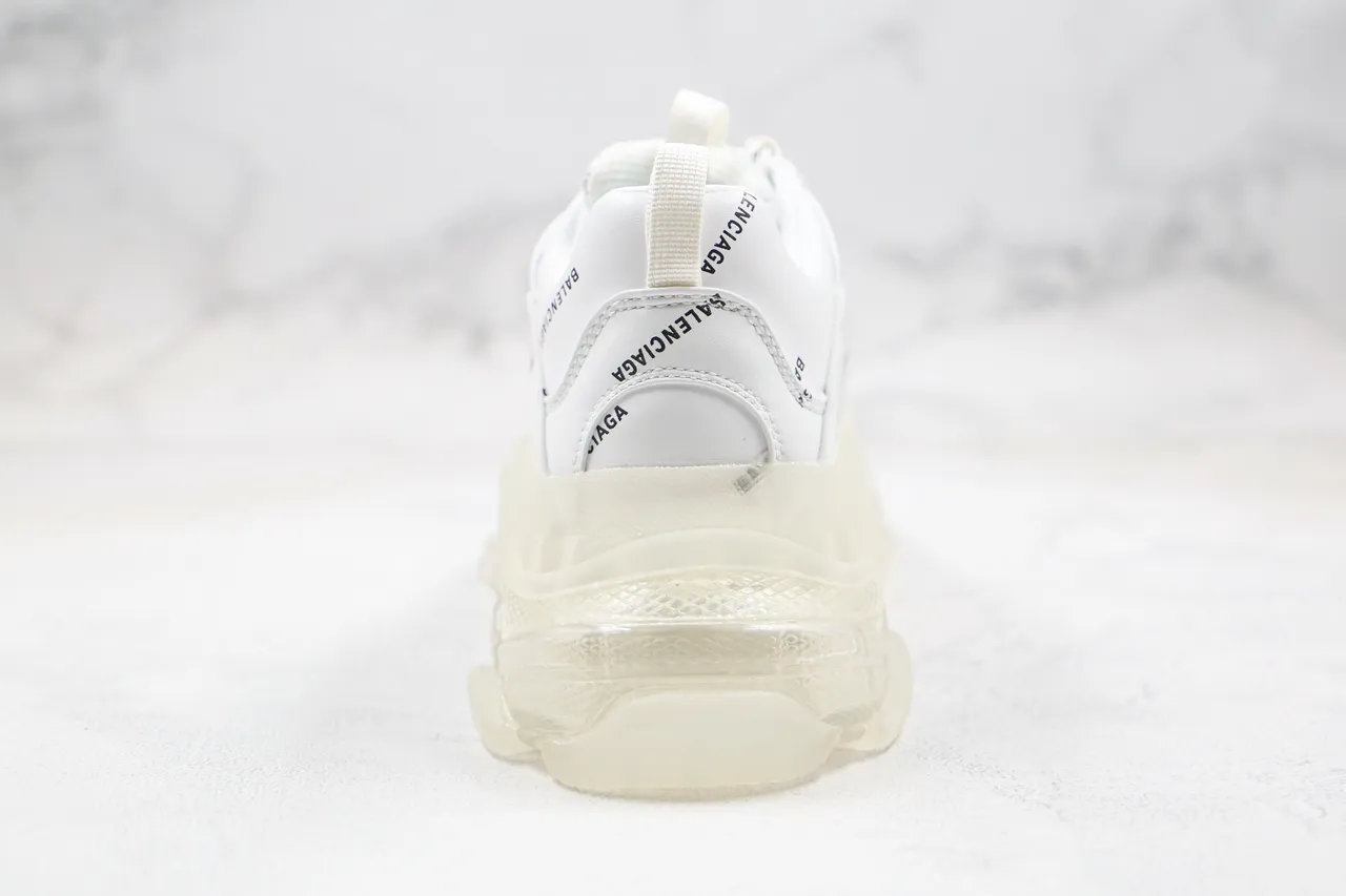 Balenciaga Triple S أبيض مطبوع اللوجو كاجوال سميك 10