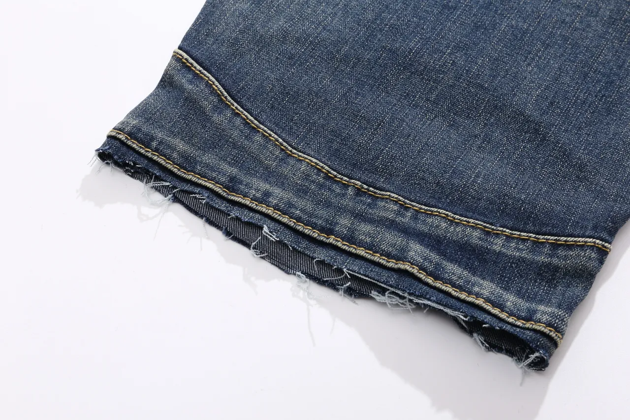 Balmain Distressed Indigo Denim Quilted Panel Shorts 7