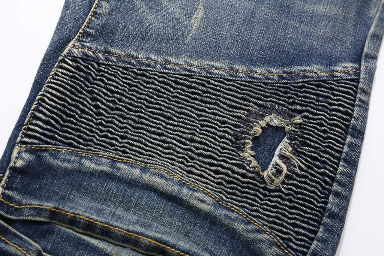 Balmain Distressed Indigo Denim Quilted Panel Shorts 14