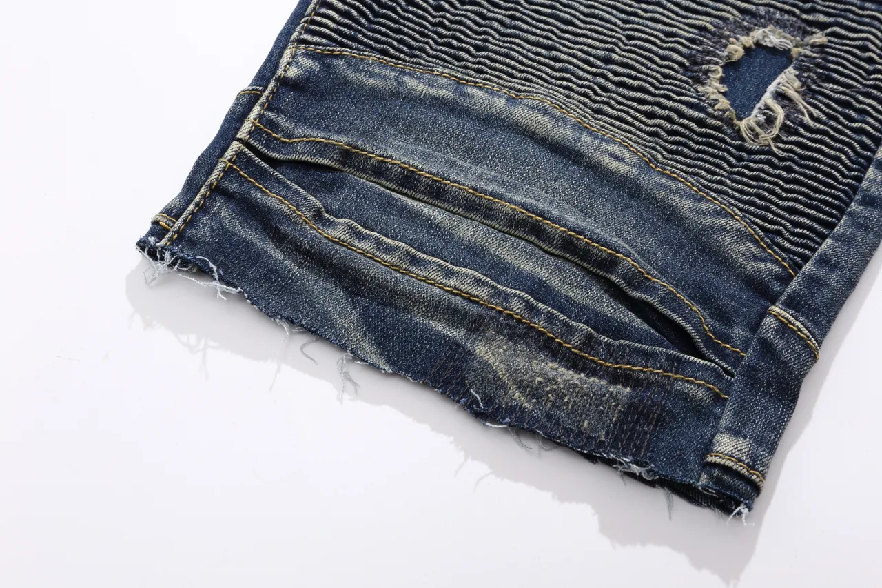 Balmain Distressed Indigo Denim Quilted Panel Shorts 15