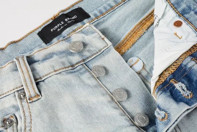 Balmain ستايل الموتو وايستباند ريبيد جينز أزرق شاحب 7