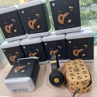 Beats Studio Pro x MCM Black and Gold Over-Ear Headphones