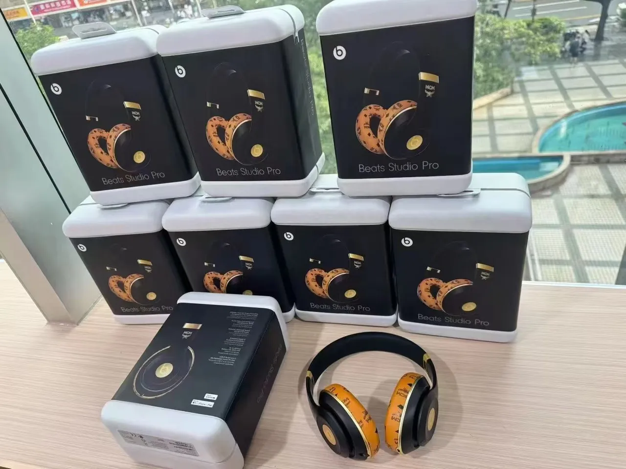 Beats Studio Pro x MCM Black and Gold Over-Ear Headphones 2