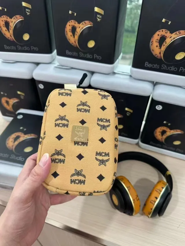 Beats Studio Pro x MCM Black and Gold Over-Ear Headphones 7