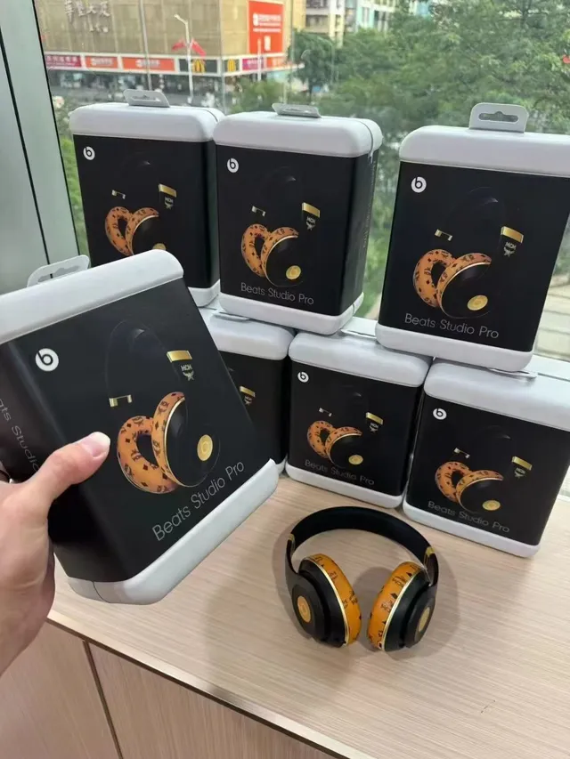 Beats Studio Pro x MCM Black and Gold Over-Ear Headphones 9