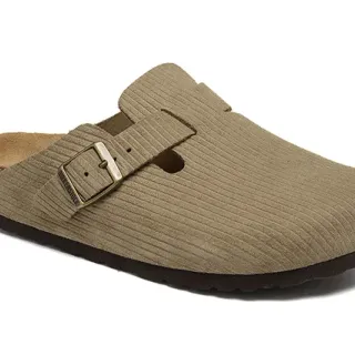 Birkenstock Arizona बेज कार्डुरॉय क्लॉग