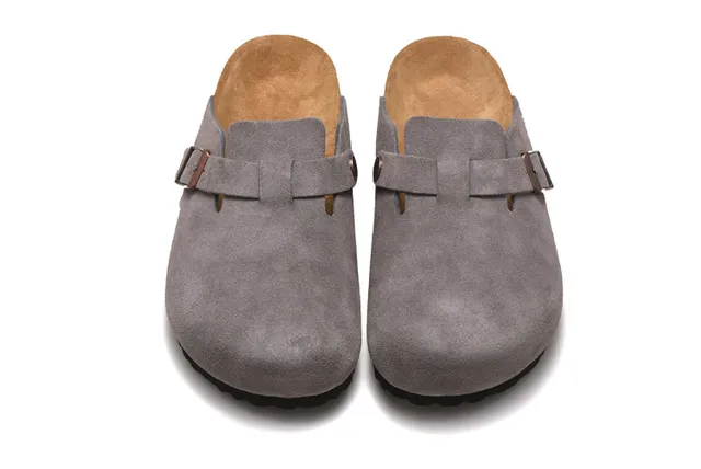 Birkenstock Arizona ग्रे सूड क्लॉग 3