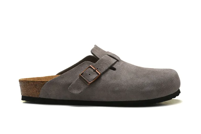 Birkenstock Arizona ग्रे सूड क्लॉग 5