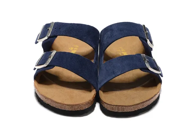 Birkenstock Arizona Navy Daim Double Boucle Sandales Casuales 2