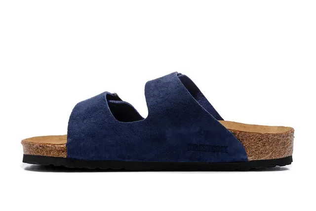 Birkenstock Arizona Navy Daim Double Boucle Sandales Casuales 5