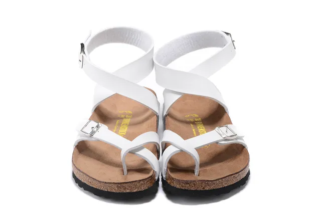 Birkenstock Arizona White Leather Gladiator Sandals 5