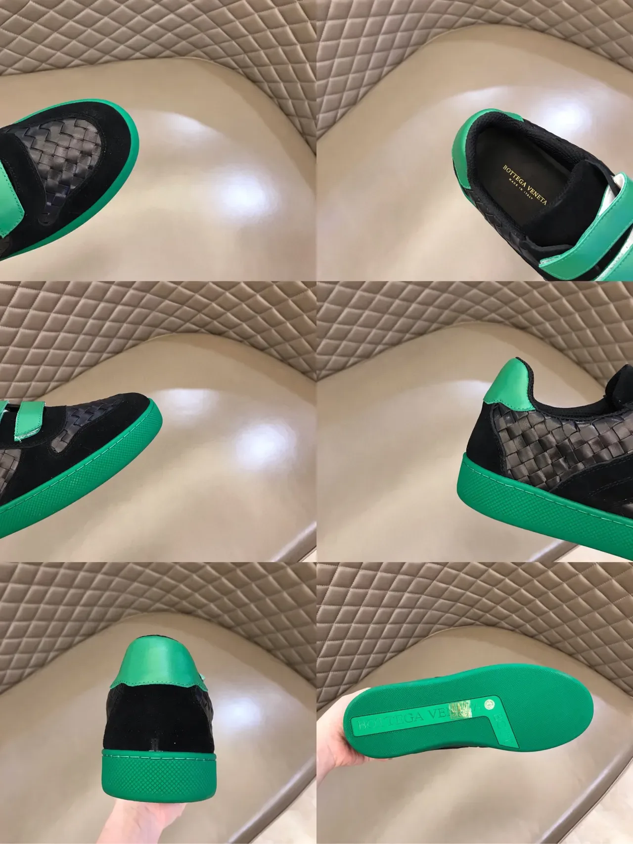 Bottega Veneta Andiamo Preto e Verde Intrecciato Tênis lifestyle 2