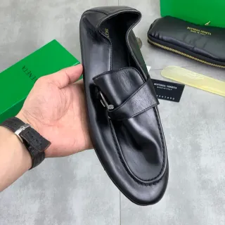 Bottega Veneta Andiamo Black Leather Strap Loafer