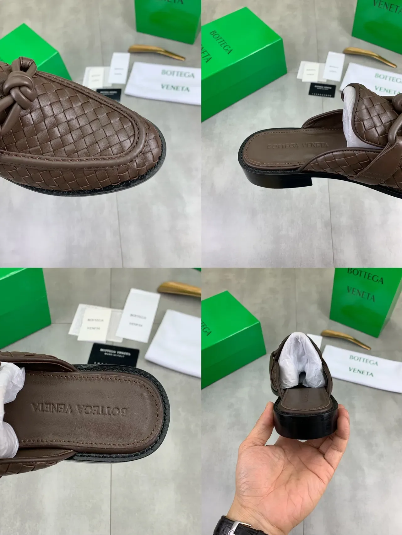 Bottega Veneta Andiamo Brown Intrecciato Woven Leather Backless Loafer 3