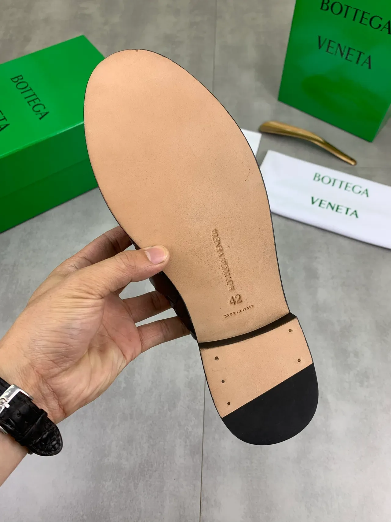 Bottega Veneta Andiamo Brown Intrecciato Woven Leather Backless Loafer 4