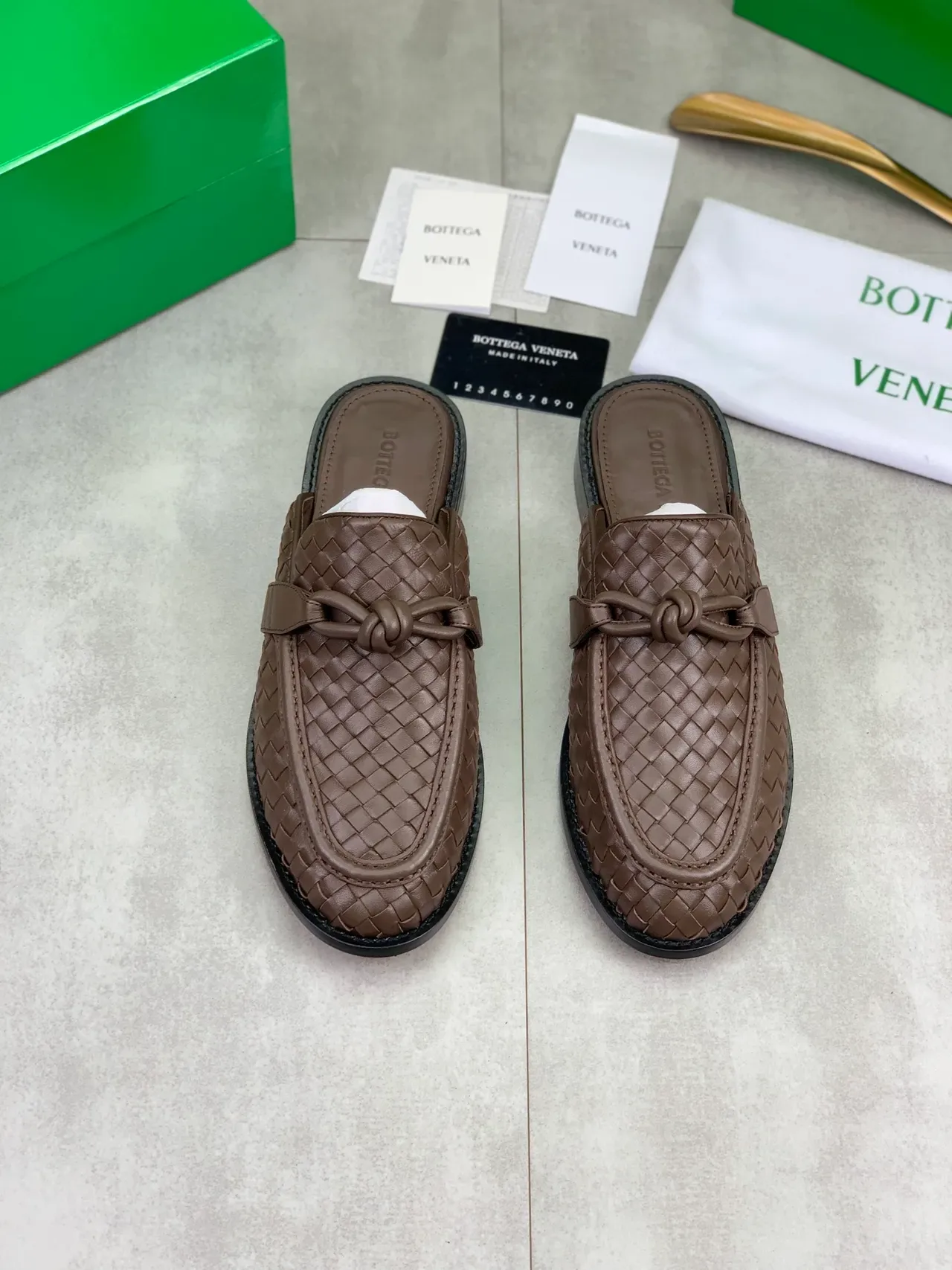 Bottega Veneta Andiamo Brown Intrecciato Woven Leather Backless Loafer 5