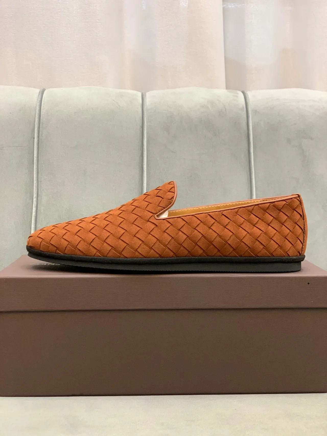 Bottega Veneta Andiamo Mocassins Tissés Tan 6