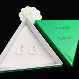 Bottega Veneta Asymmetrical C-Shaped Matte White Earrings