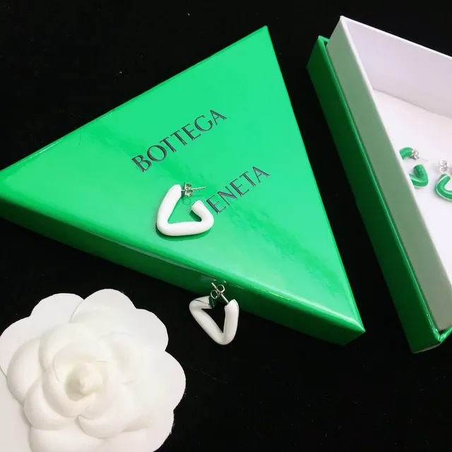 Bottega Veneta Asymmetrical C-Shaped Matte White Earrings 2