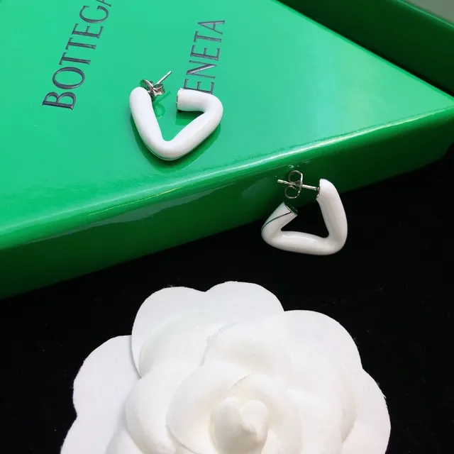 Bottega Veneta Asymmetrical C-Shaped Matte White Earrings 4