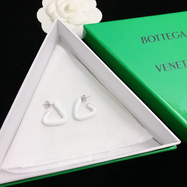 Bottega Veneta Asymmetrical C-Shaped Matte White Earrings 7