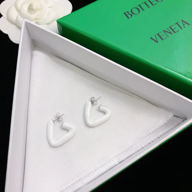 Bottega Veneta Asymmetrical C-Shaped Matte White Earrings 8