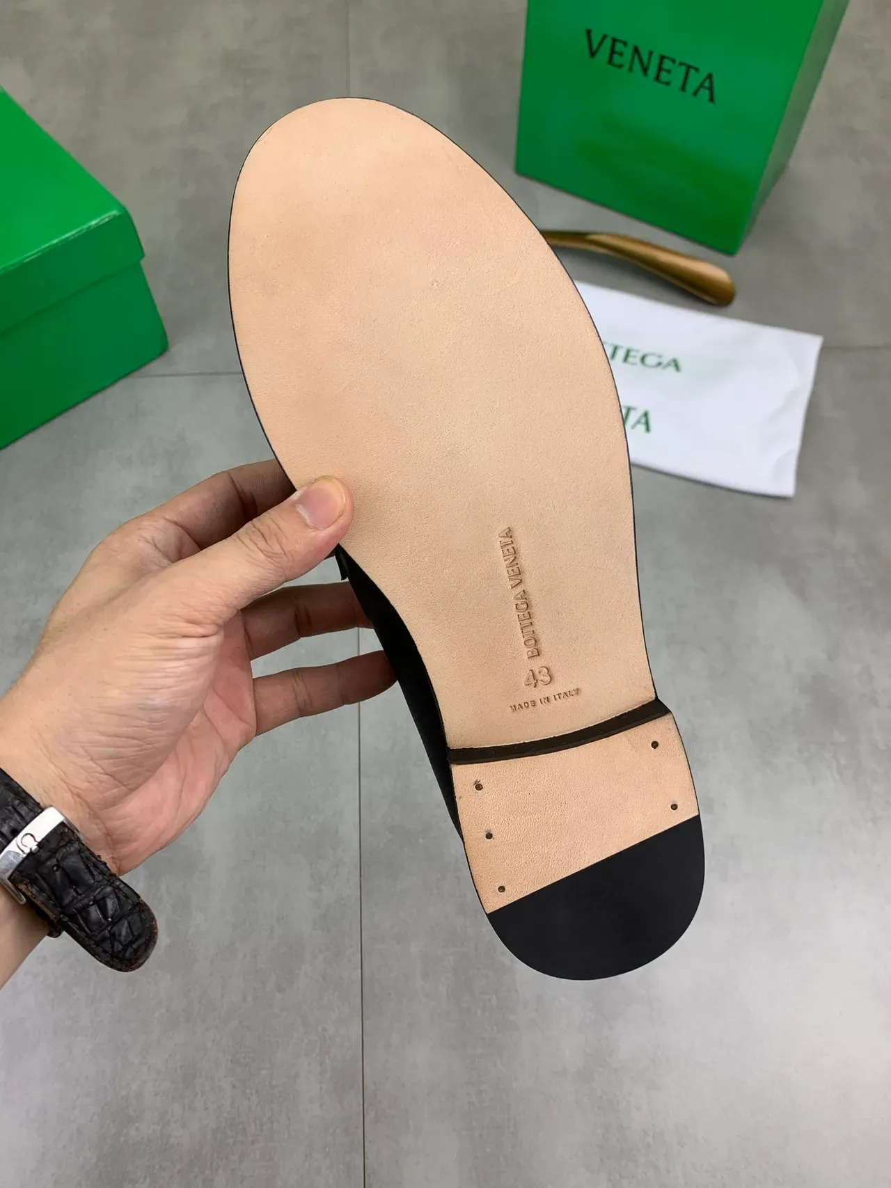 Bottega Veneta Preto Bege Couro Trenzado Intrecciato Moc-Toe Costura Loafer 3