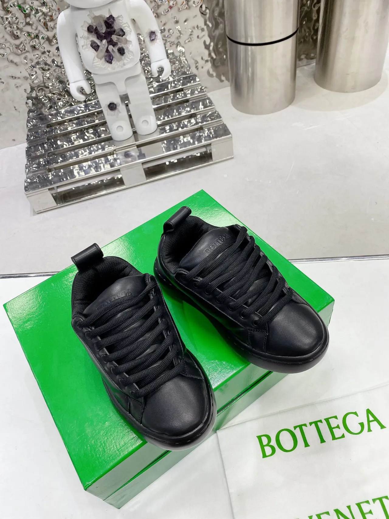 Bottega Veneta حذاء رياضي أسود أحادي اللون منصة أسلوب حياة 7