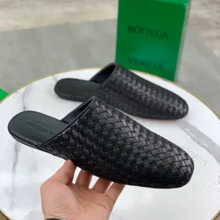 Bottega Veneta Cassette Black Woven Intrecciato Leather Backless Slip-On Casual Shoes