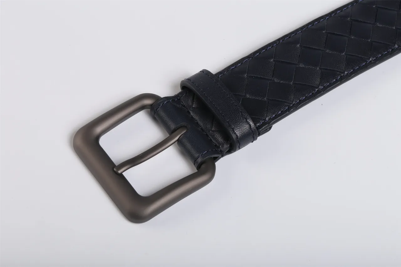 Bottega Veneta Intrecciato বোনা নেভি চামড়ার বেল্ট 3