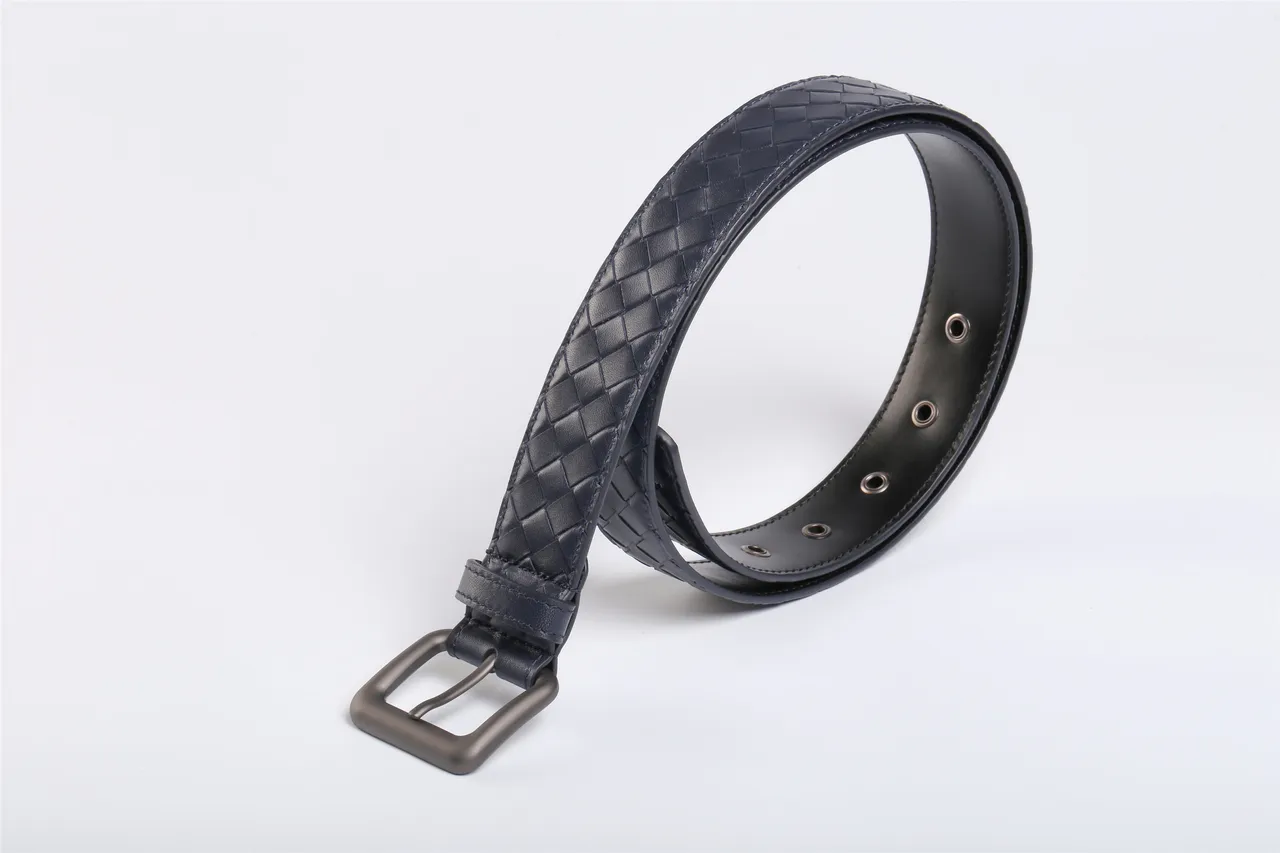 Bottega Veneta Intrecciato বোনা নেভি চামড়ার বেল্ট 5