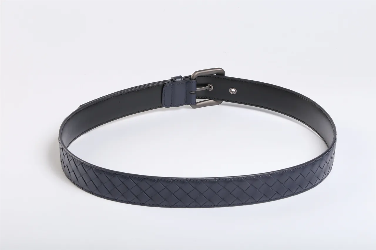 Bottega Veneta Intrecciato বোনা নেভি চামড়ার বেল্ট 6