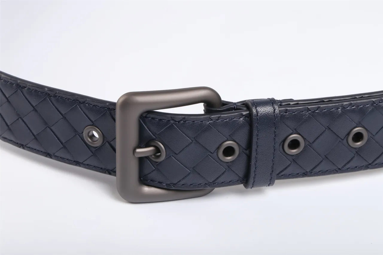 Bottega Veneta Intrecciato বোনা নেভি চামড়ার বেল্ট 7