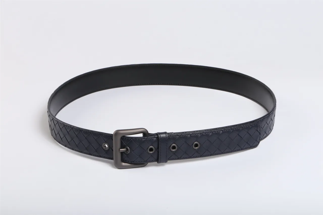 Bottega Veneta Intrecciato বোনা নেভি চামড়ার বেল্ট 8