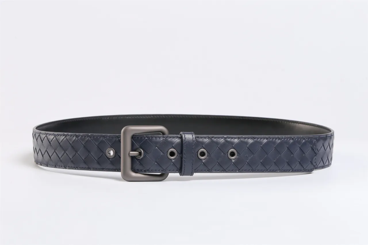Bottega Veneta Intrecciato বোনা নেভি চামড়ার বেল্ট 9