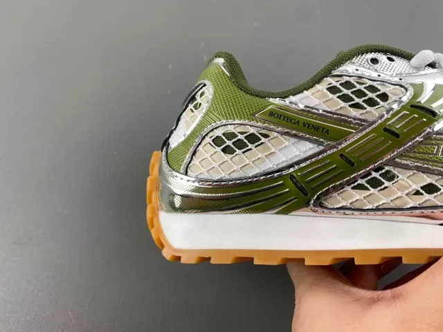 Bottega Veneta Tênis malha e jaula metálica Verde Oliva Tênis lifestyle 3