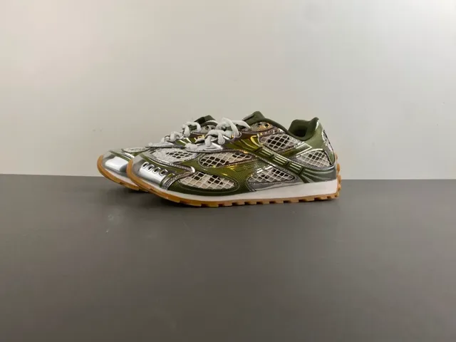 Bottega Veneta Tênis malha e jaula metálica Verde Oliva Tênis lifestyle 9