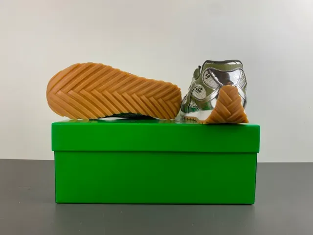Bottega Veneta Tênis malha e jaula metálica Verde Oliva Tênis lifestyle 15
