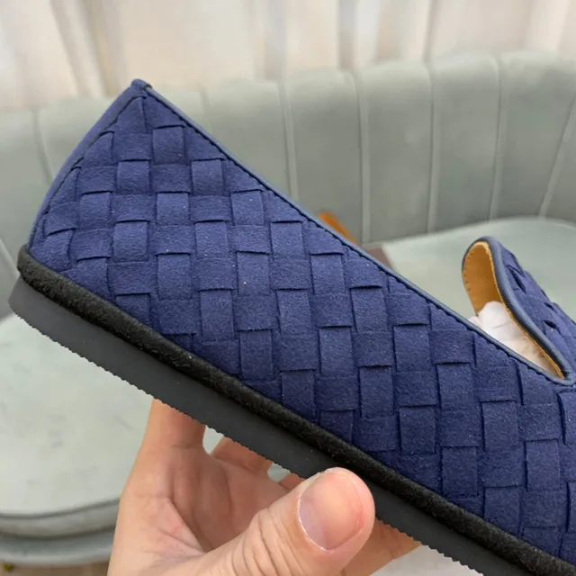 Bottega Veneta Navy Brown Woven Intrecciato Leather Slip-On Loafer 3