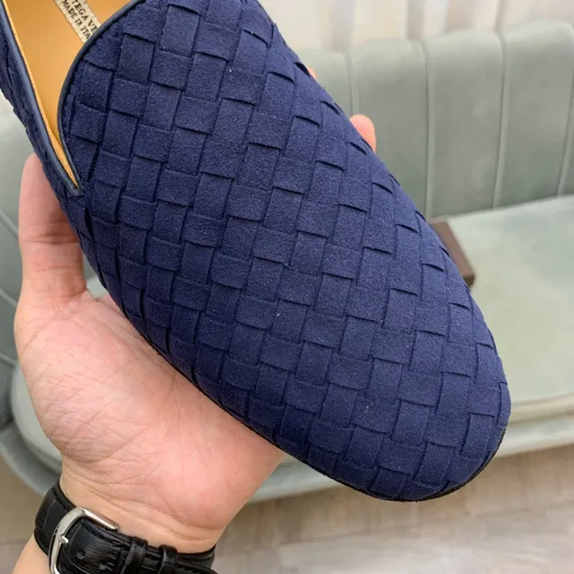 Bottega Veneta Navy Brown Woven Intrecciato Leather Slip-On Loafer 4