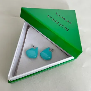 Bottega Veneta Turquoise Glossy Resin Stud Earrings