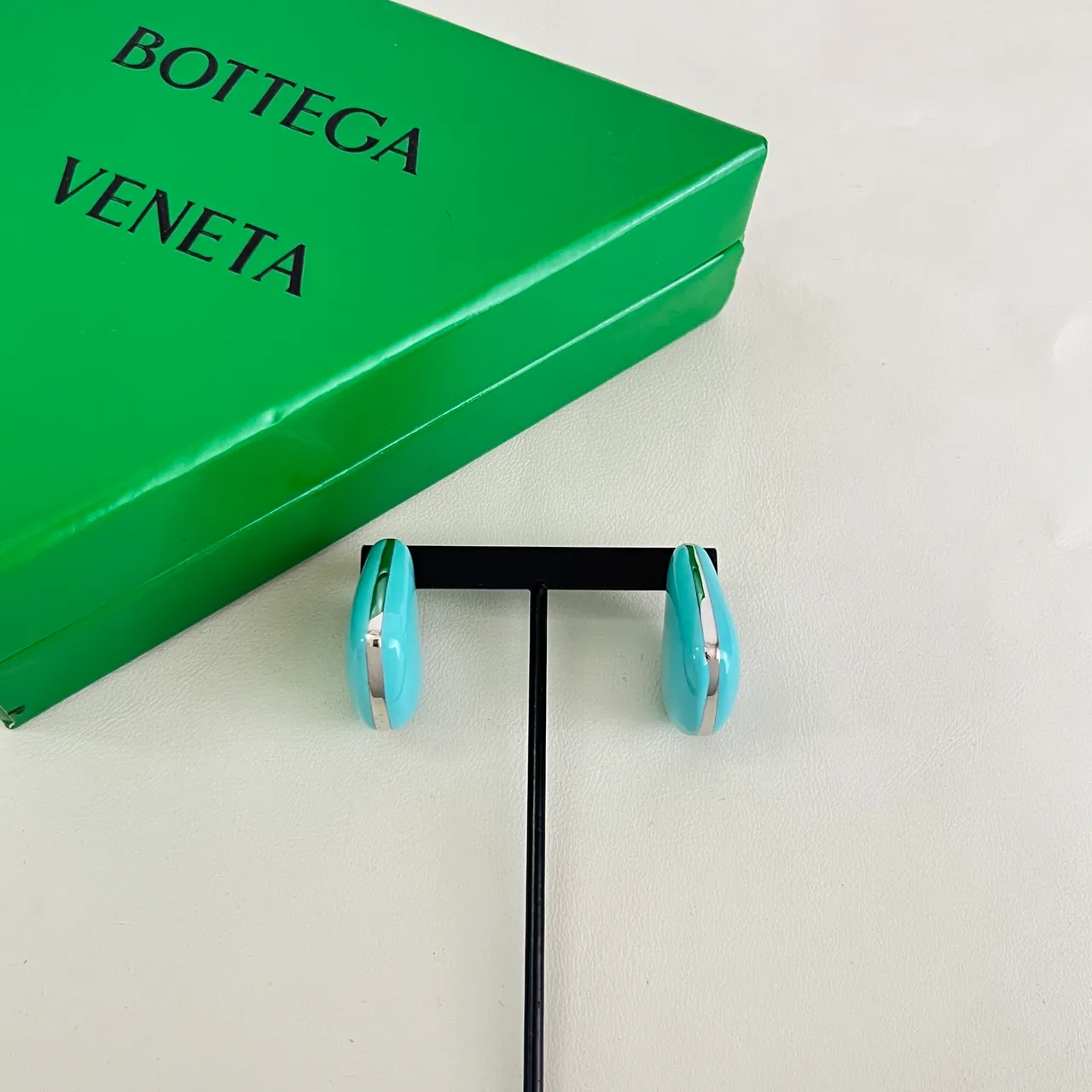 Bottega Veneta Turquoise Glossy Resin Stud Earrings 4