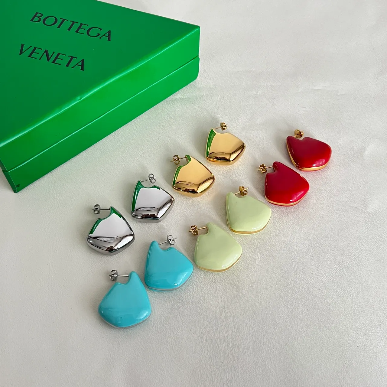 Bottega Veneta Turquoise Glossy Resin Stud Earrings 5