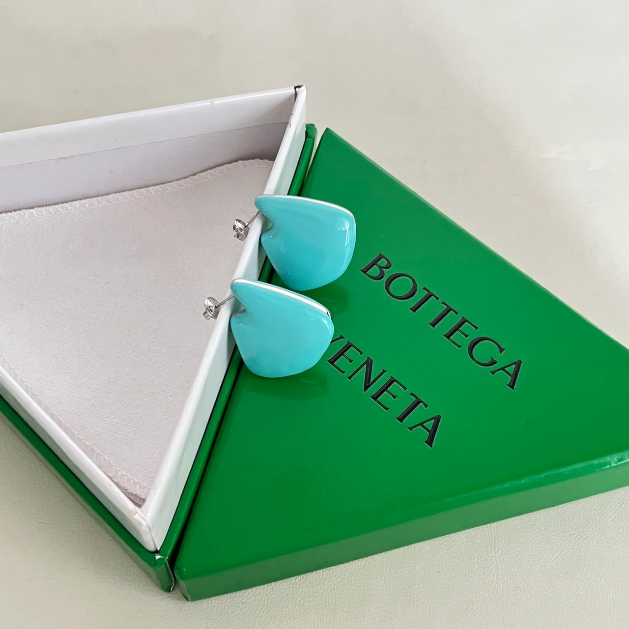 Bottega Veneta Turquoise Glossy Resin Stud Earrings 6